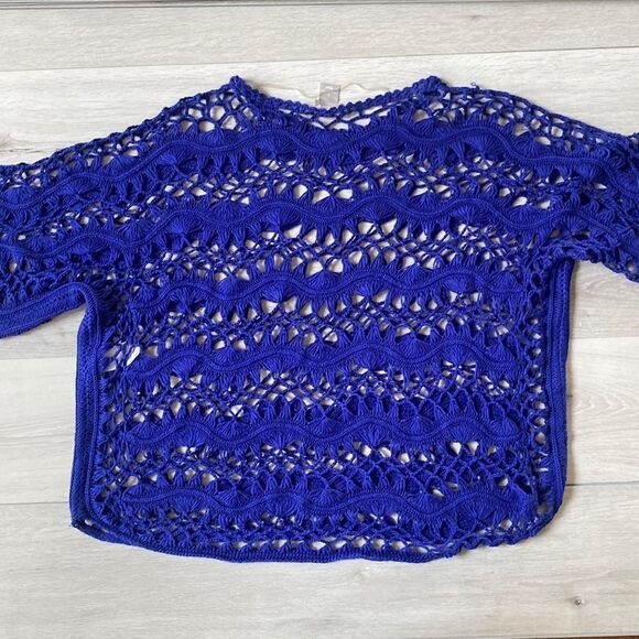 Chico’s Sweater Royal Blue Open Crochet Pullover Sweater 4 NWOT‎ - Picture 2 of 4